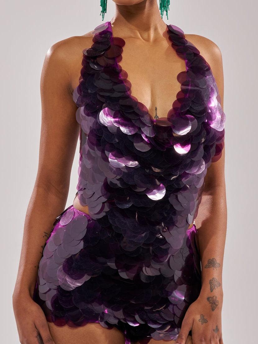 Sequined Backless Dress