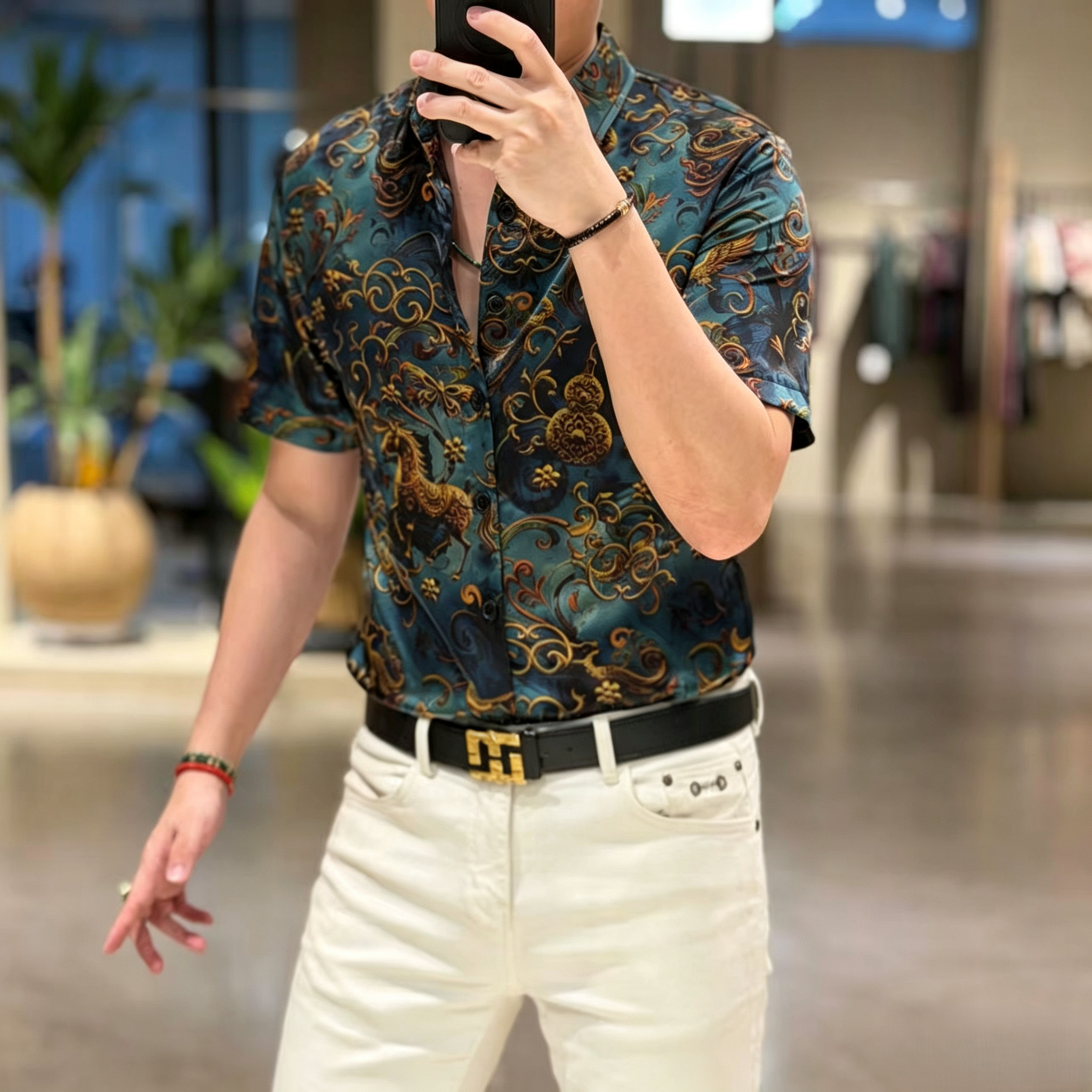 Men's Satin Printed Shirt