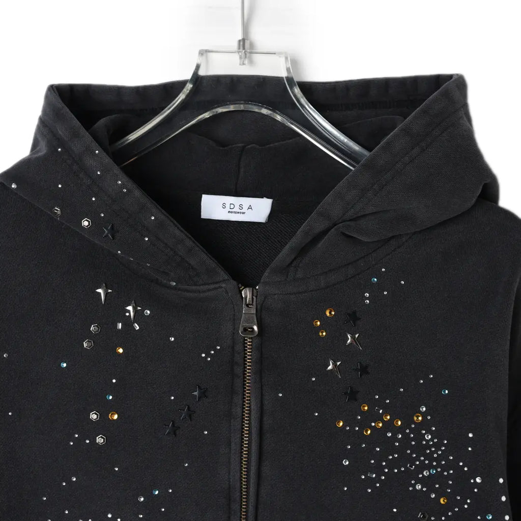 Affordable Luxury Rhinestone-Embellished Zip-Up Sweatshirt