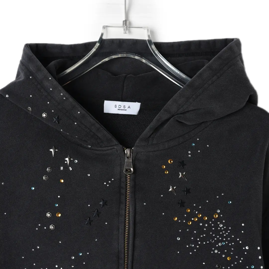 Affordable Luxury Rhinestone-Embellished Zip-Up Sweatshirt