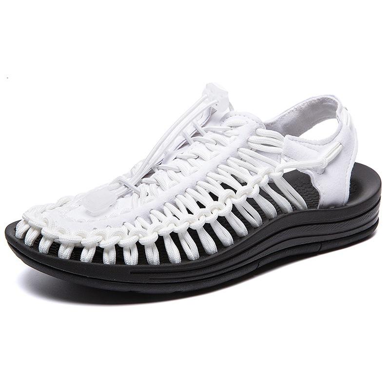 Men's Cutout Leather Woven Casual Sandals