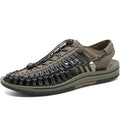 Men's Cutout Leather Woven Casual Sandals