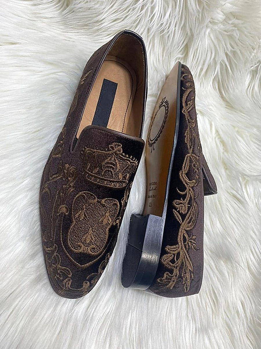 Suede Embroidered Men's Loafers