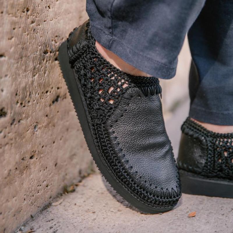 Men's Leather Knit Soft Sole Sandal