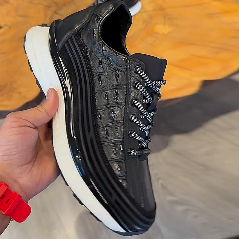 Men's Popcorn Soft Sole Faux Crocodile Leather Sneakers