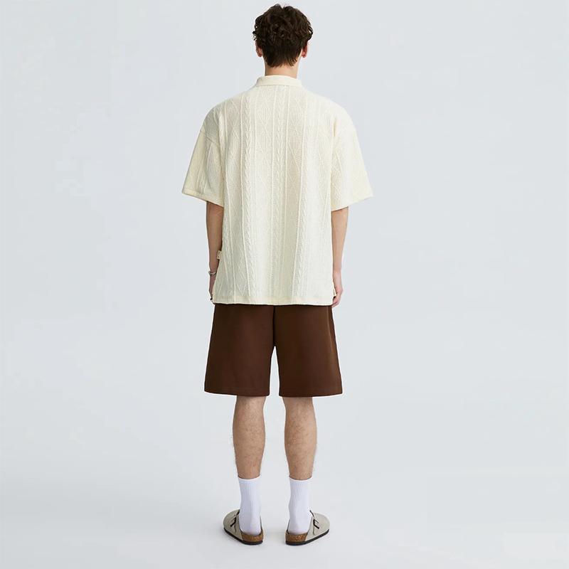 Men's Knit Textured Short Sleeve Polo Shirt