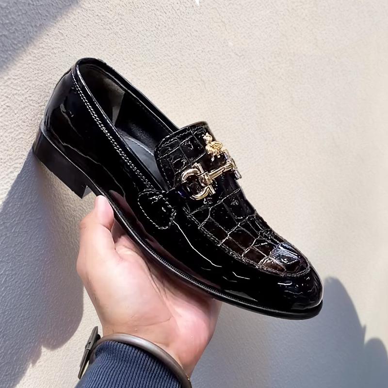 Crocodile Patent Leather Men's Loafers