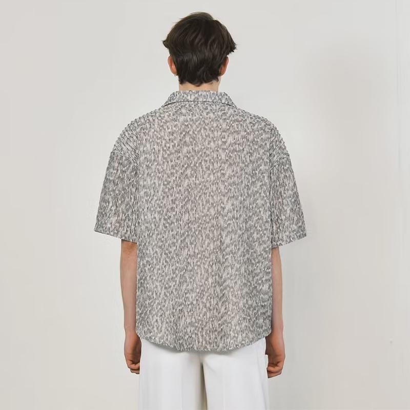 Men's Stripe Pattern Thin Short Sleeve Shirt