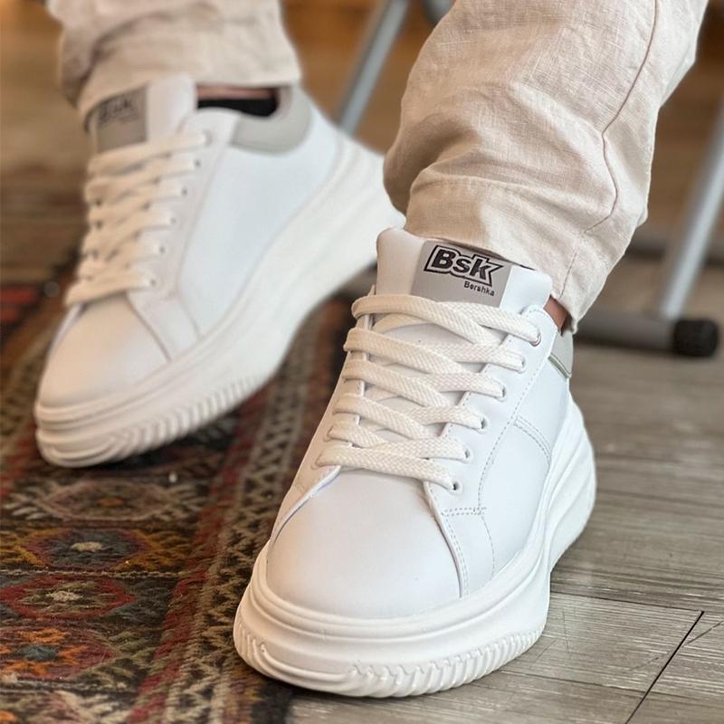 Men's Leather Soft Sole White Casual Shoes