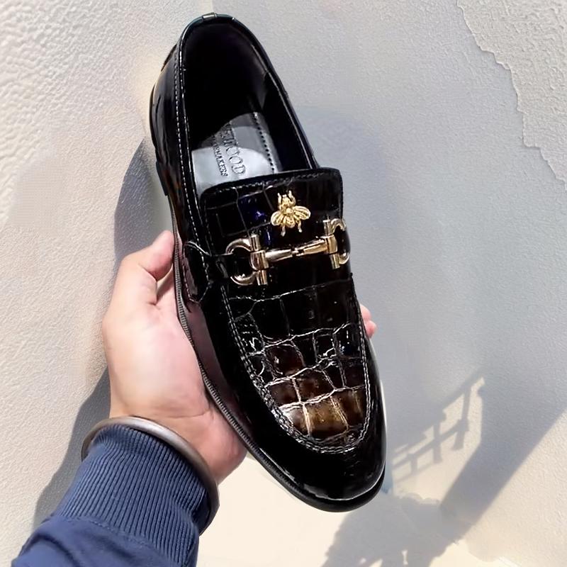 Crocodile Patent Leather Men's Loafers