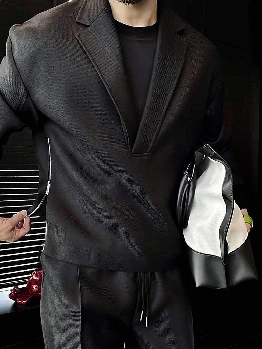 Side Double Zipper Lapel Top