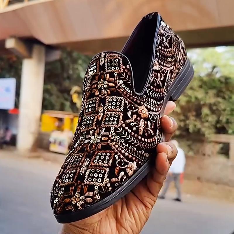 Men's Sequin Embroidered Loafers(Mexican Handmade Loafers)