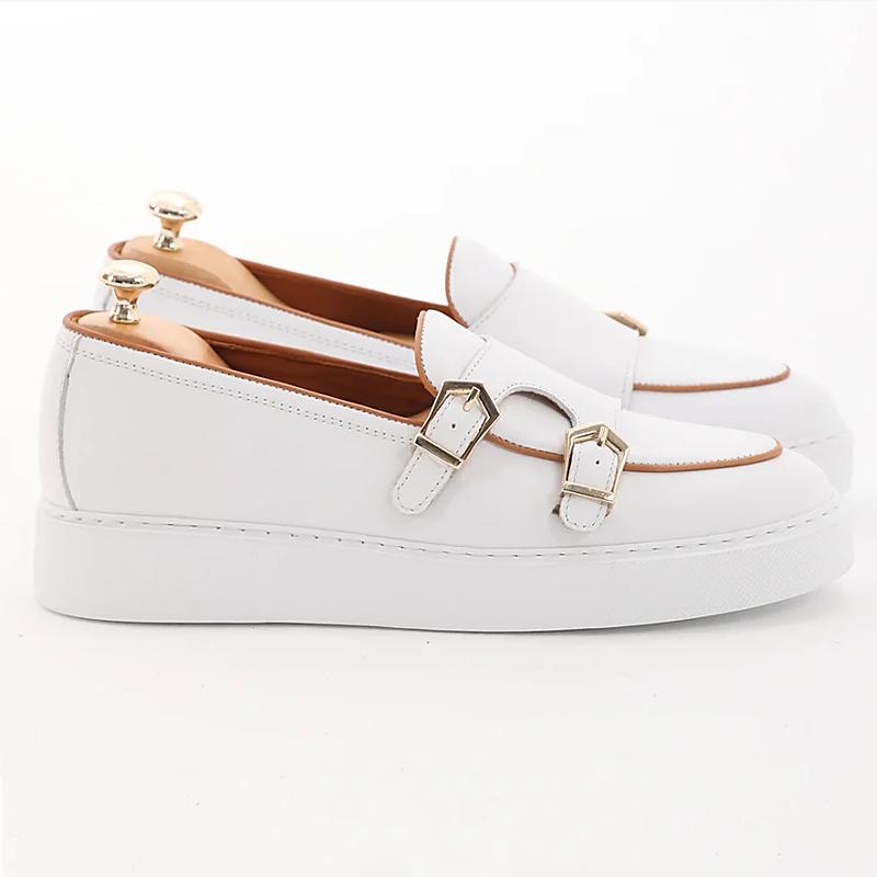 White Casual Monk Strap Eva Sole Shoes