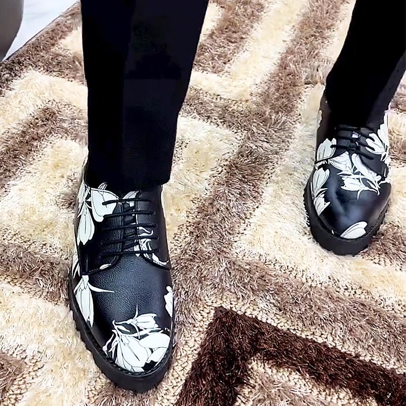 Men's Floral Leather Derby Shoes