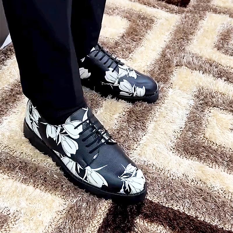 Men's Floral Leather Derby Shoes