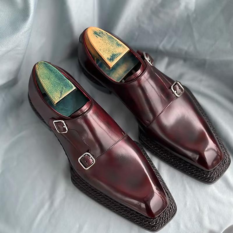 Men's Triple Stitched Leather Buckle Formal Shoes