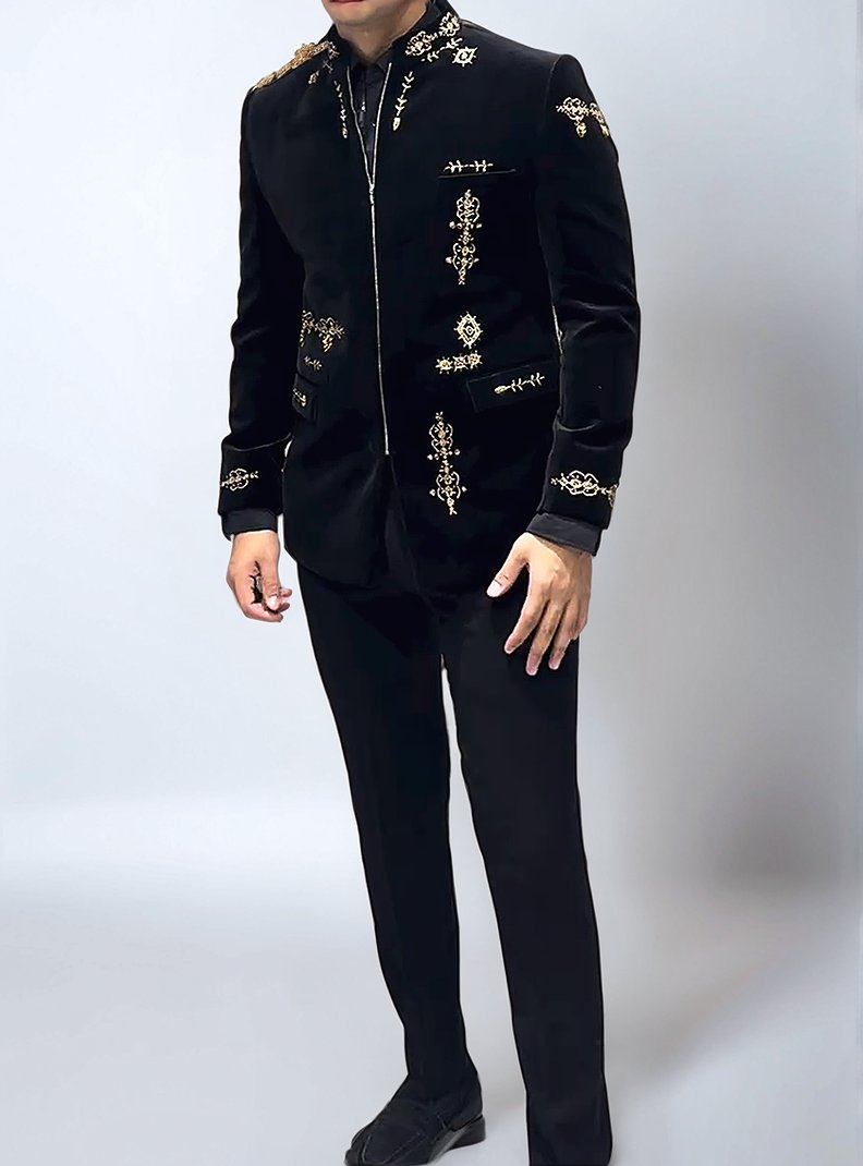 Velvet Embroidered Vintage Zipper Jacket