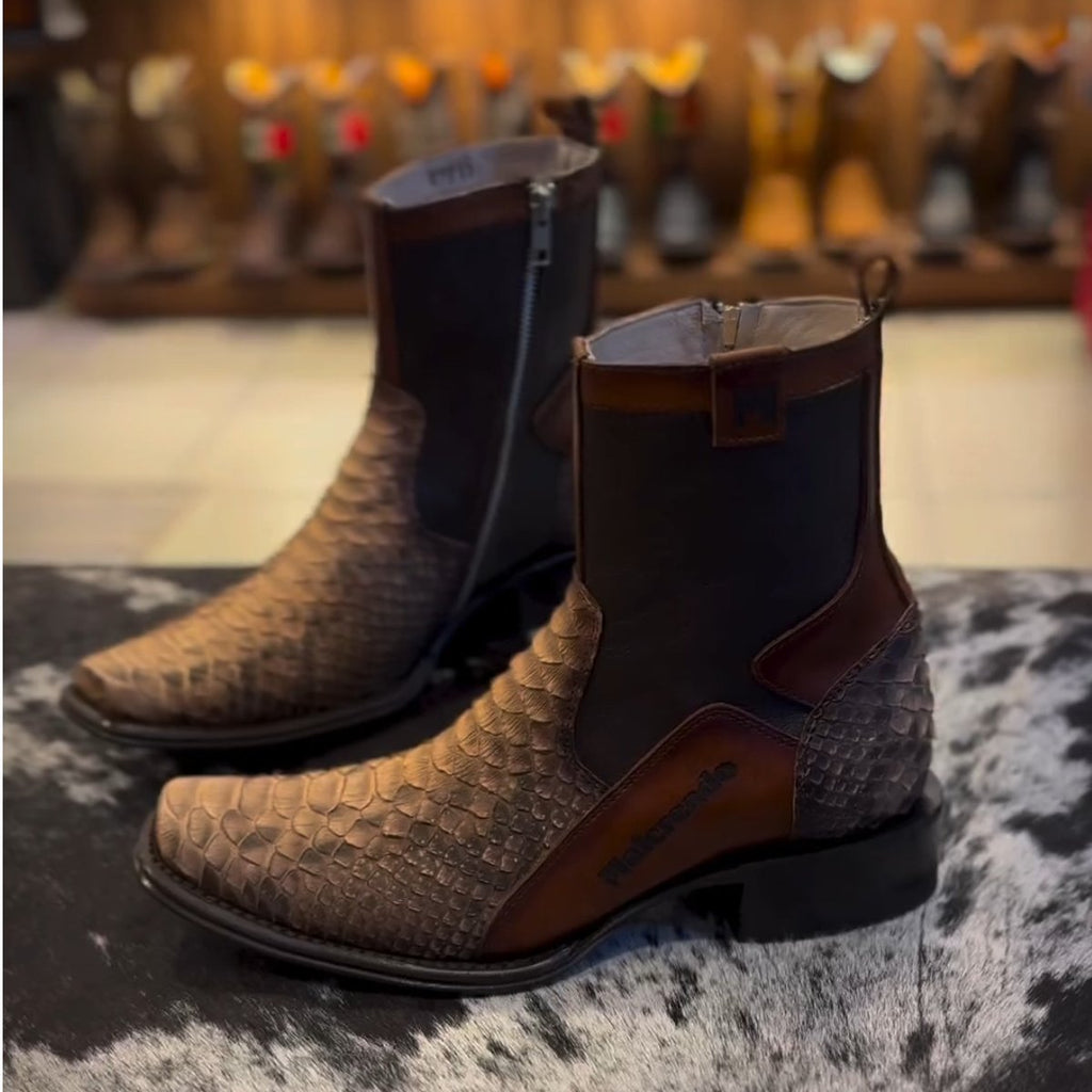 Crocodile Leather Textured Men's Boots