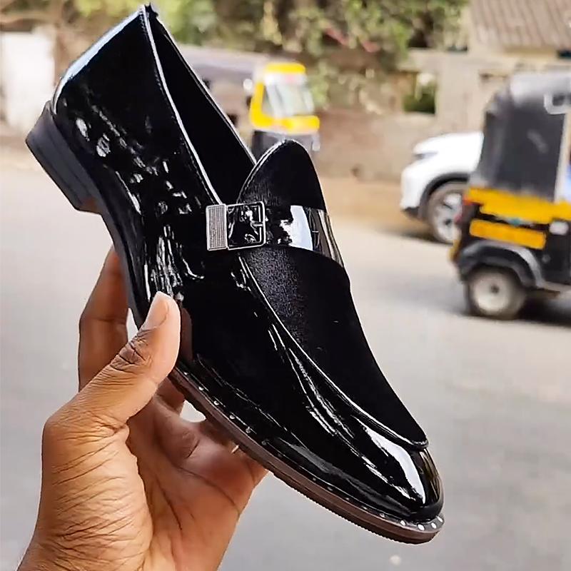 Suede and Patent Leather Men's Dress Shoes