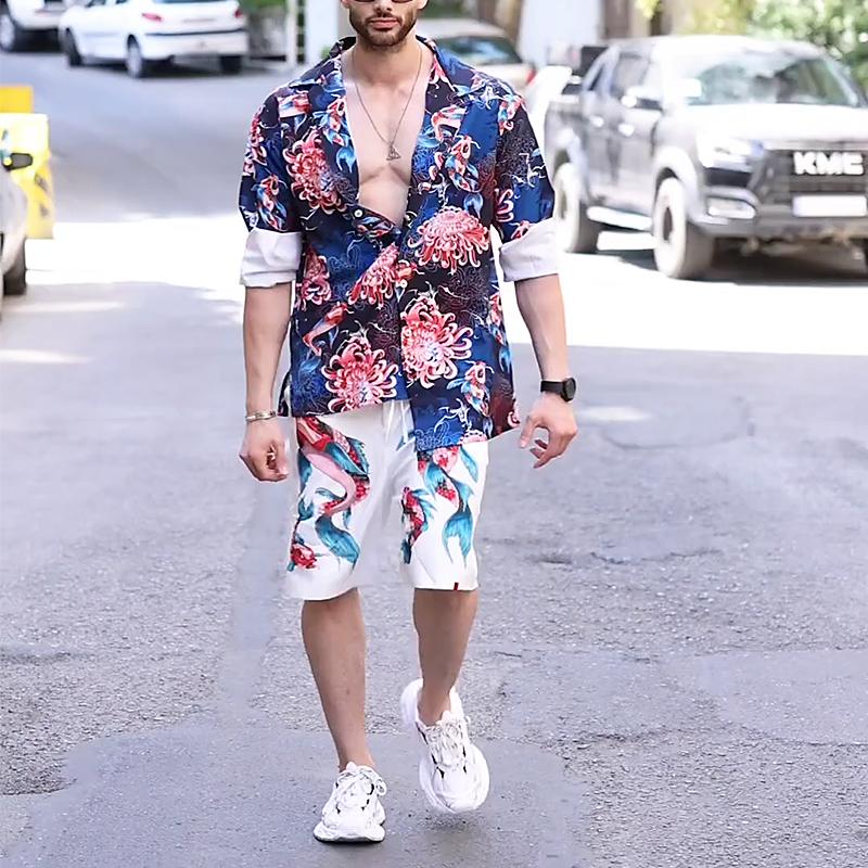 Men's Printed Shirt Summer 2-Piece Set