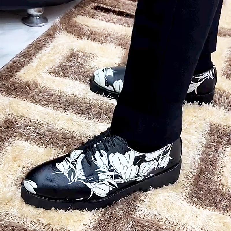 Men's Floral Leather Derby Shoes