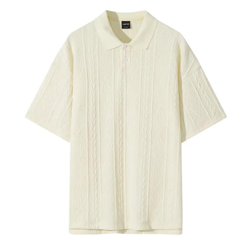 Men's Knit Textured Short Sleeve Polo Shirt