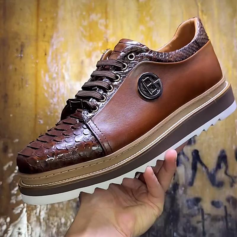 Men's Crocodile Print Vintage Work Shoes