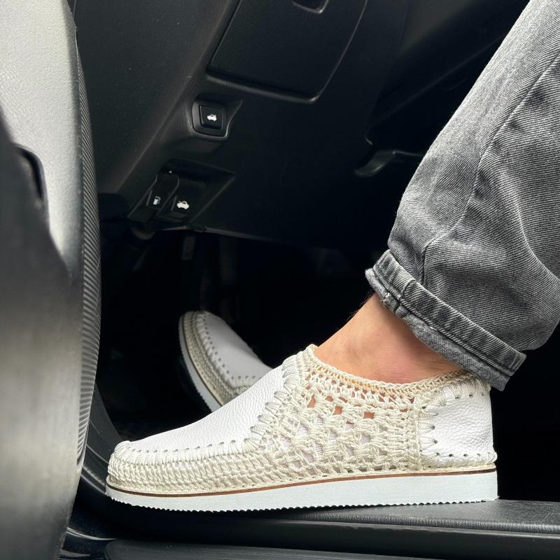 Men's Leather Knit Soft Sole Sandal