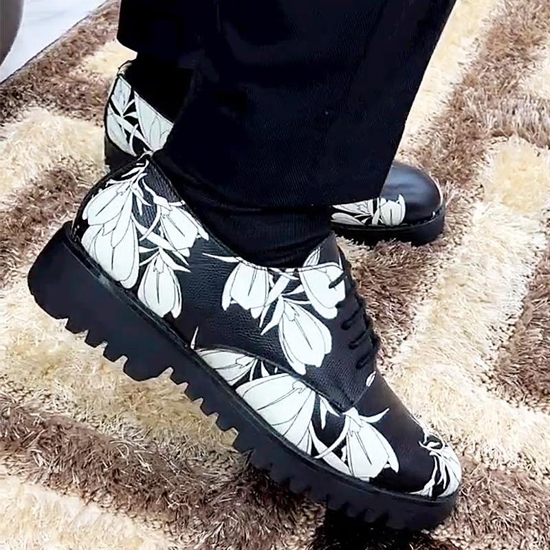 Men's Floral Leather Derby Shoes