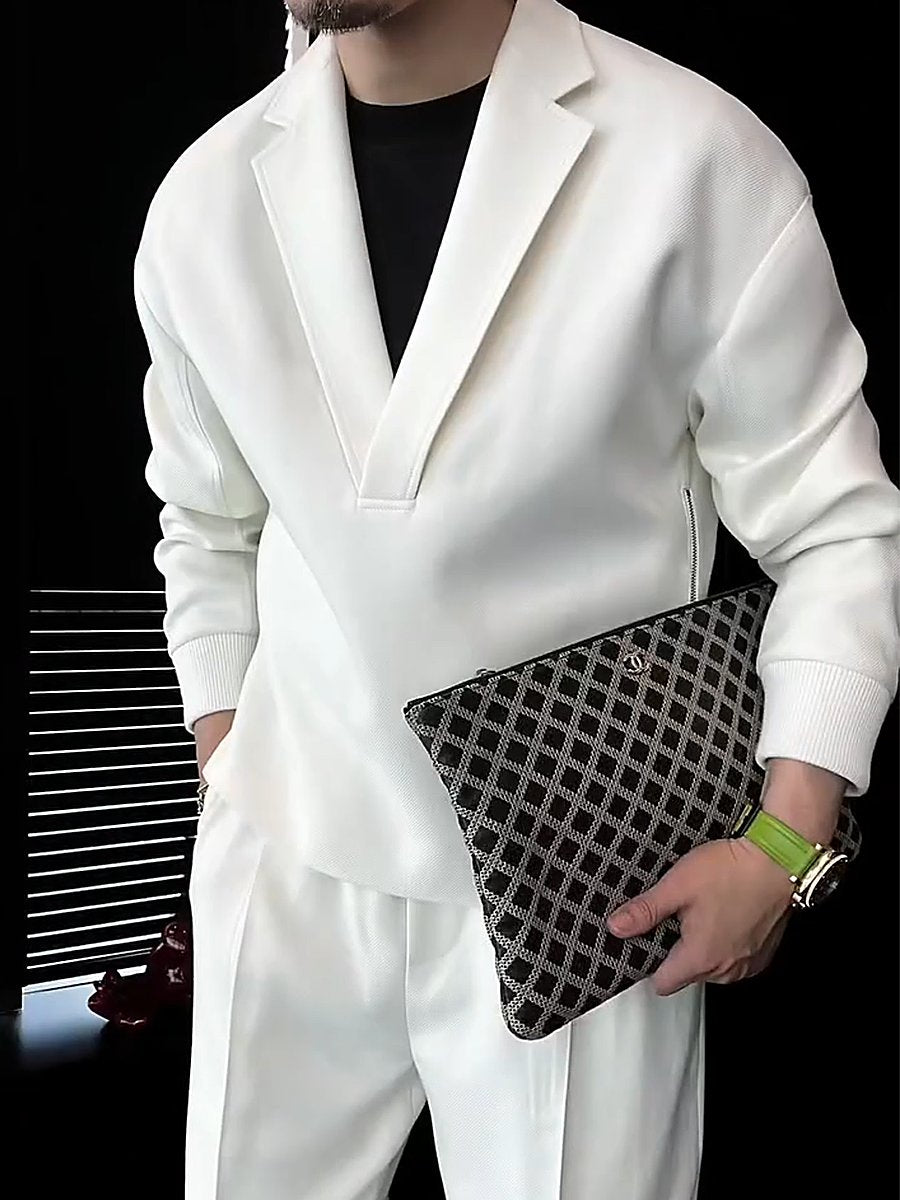 Side Double Zipper Lapel Top