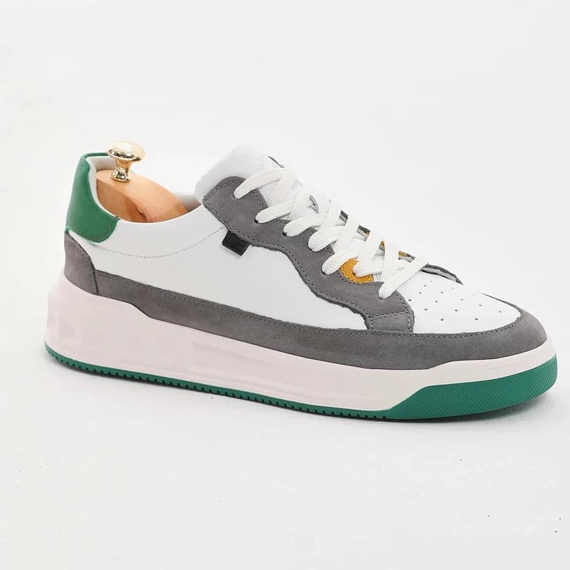 Gray Suede Patchwork Casual Sneakers