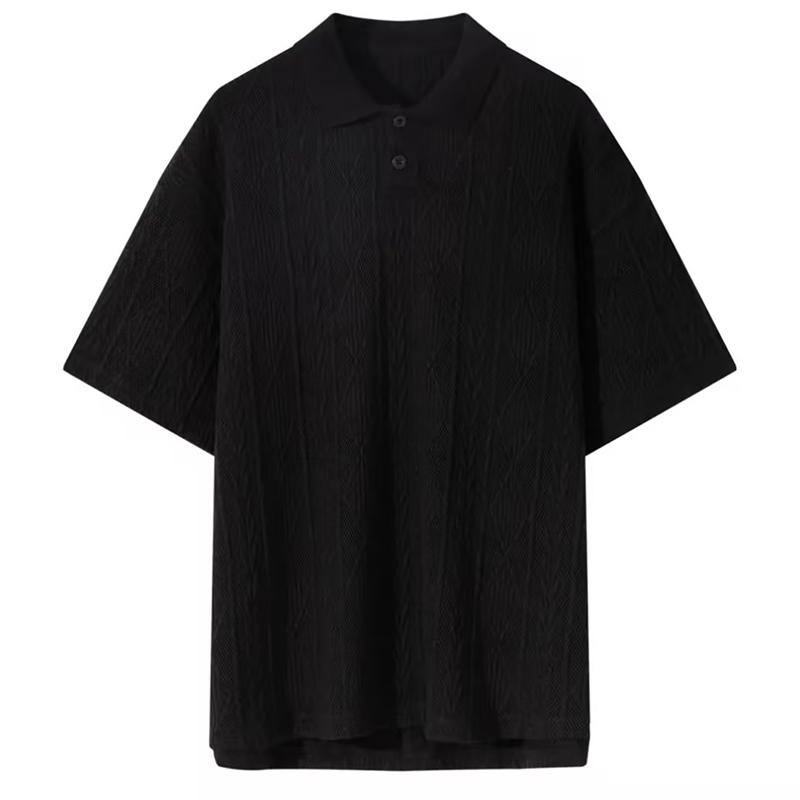 Men's Knit Textured Short Sleeve Polo Shirt