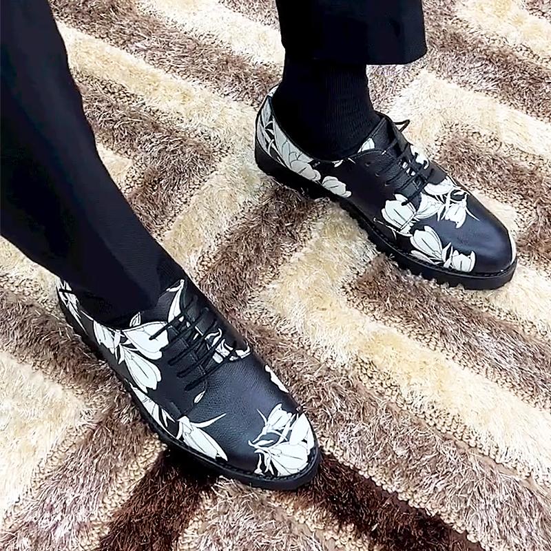 Men's Floral Leather Derby Shoes