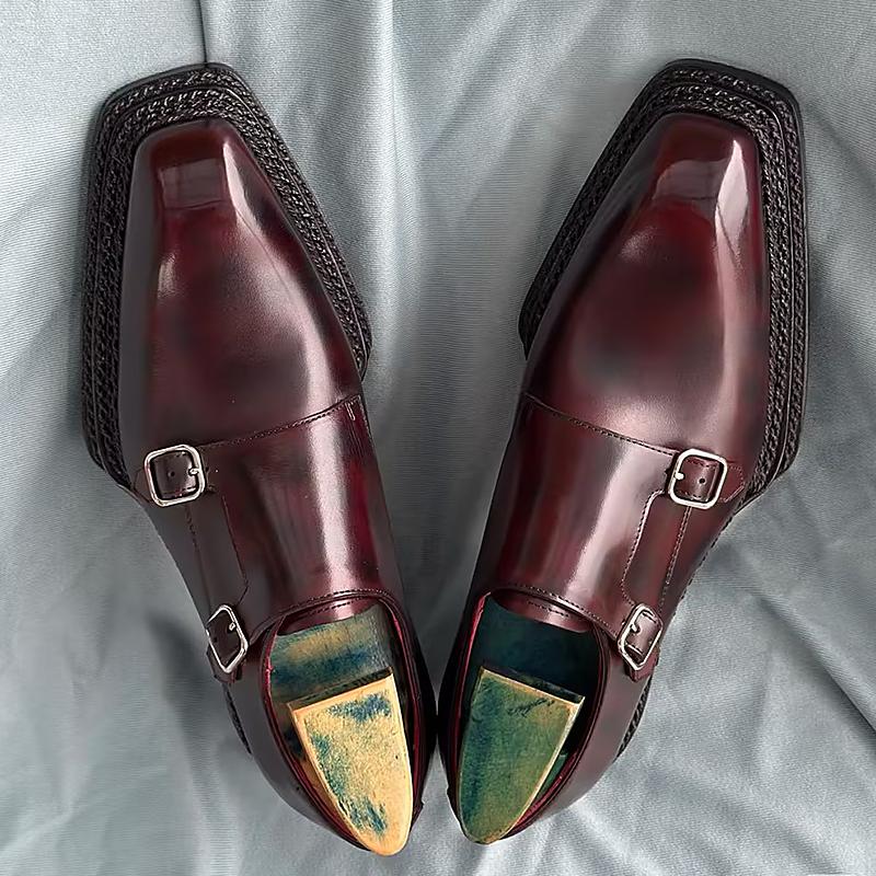 Men's Triple Stitched Leather Buckle Formal Shoes