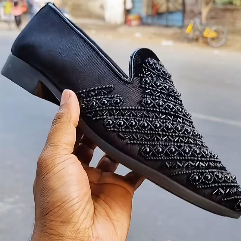 Men's Suede Black Pearl Loafers(Mexican Handmade Loafers)