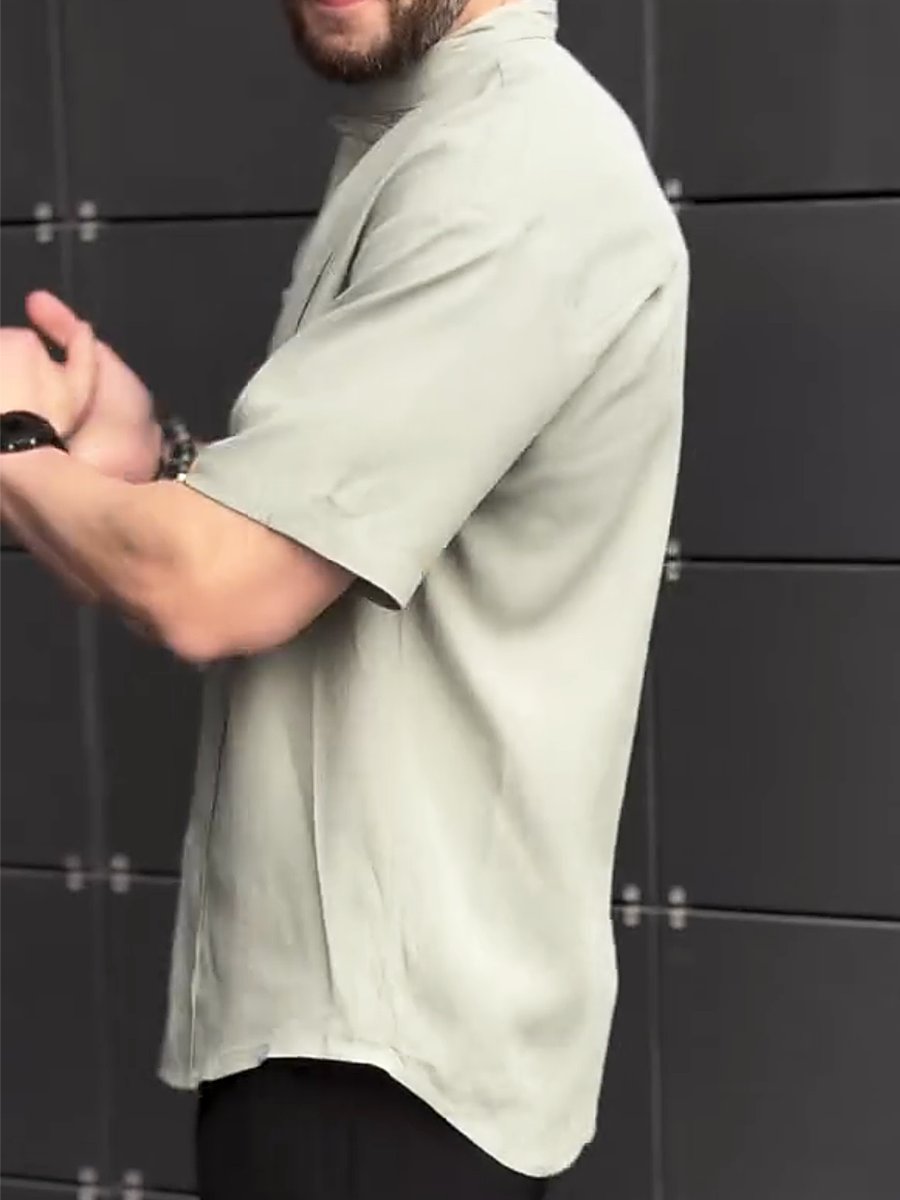 Men's Oversize Cotton Vintage Short Sleeve Shirt