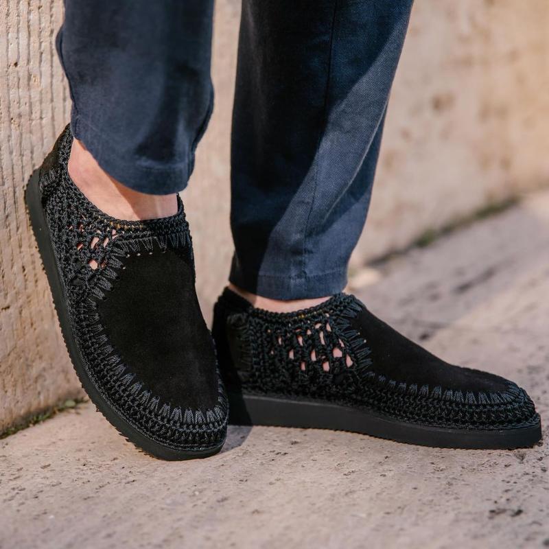 Men's Leather Knit Soft Sole Sandal
