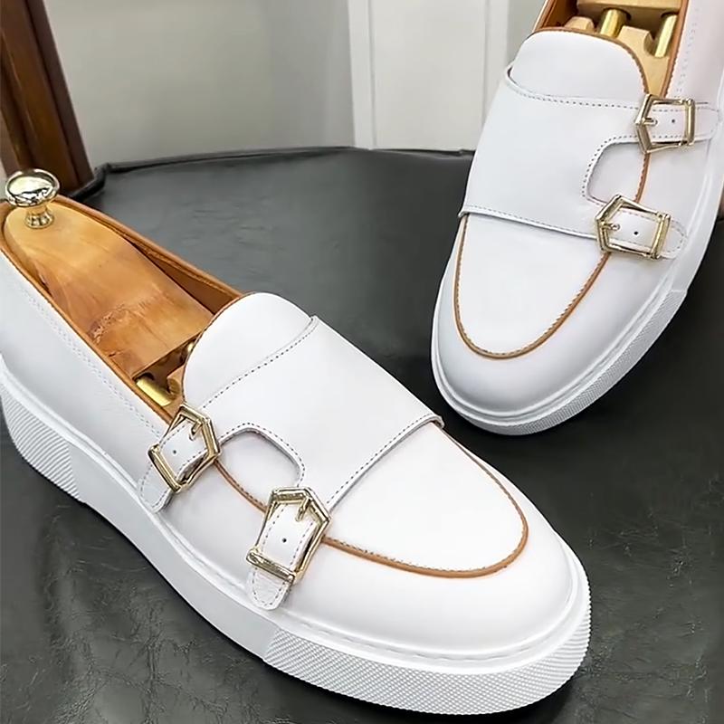 White Casual Monk Strap Eva Sole Shoes
