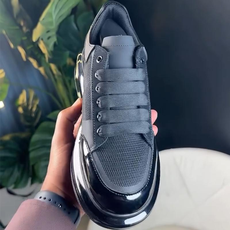 Men's Patent Leather Mesh Air Cushion Sneakers