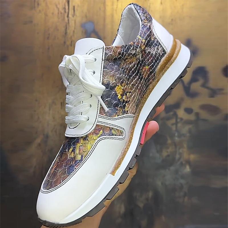 Men's Printed Retro Textured Leather Casual Shoes