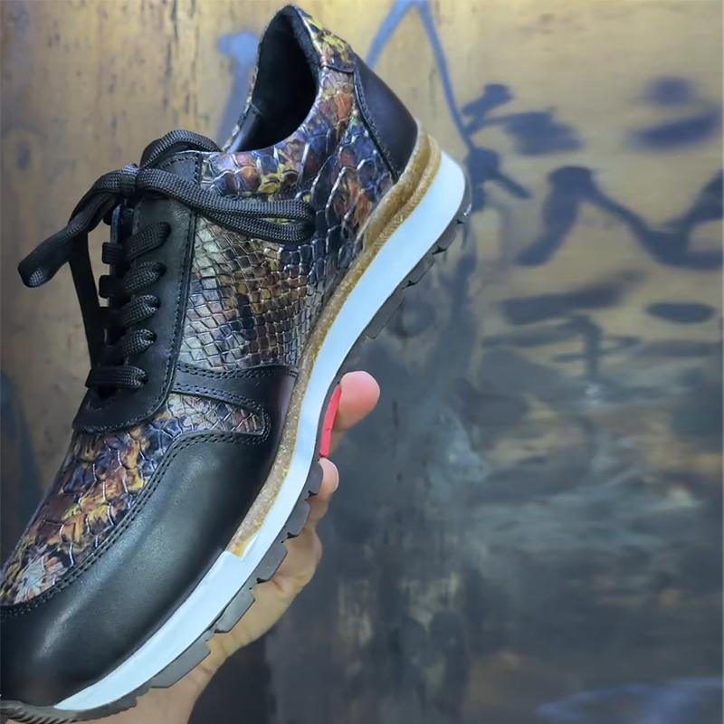 Men's Printed Retro Textured Leather Casual Shoes
