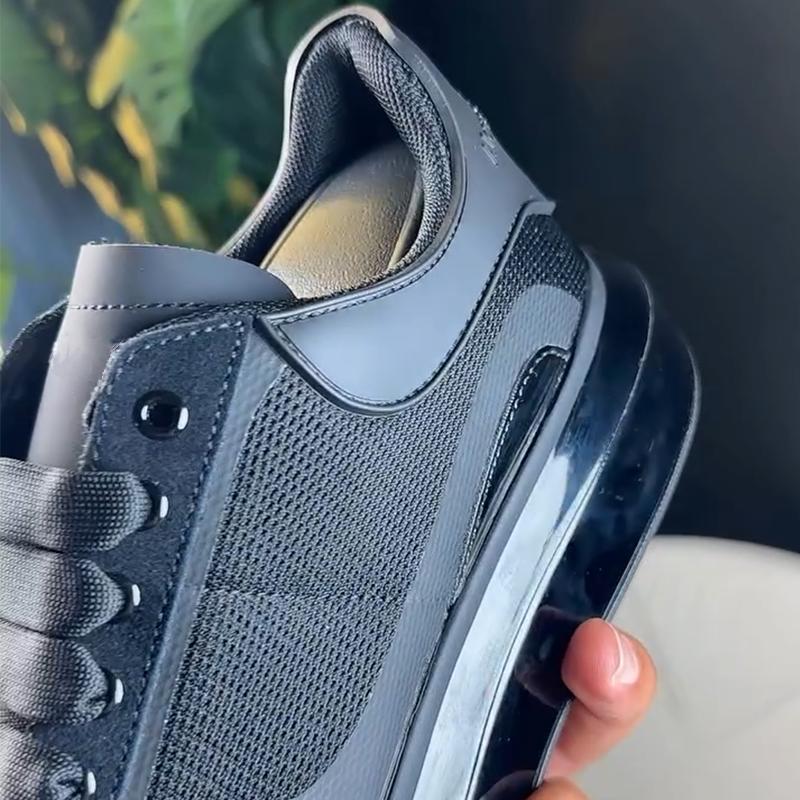 Men's Patent Leather Mesh Air Cushion Sneakers