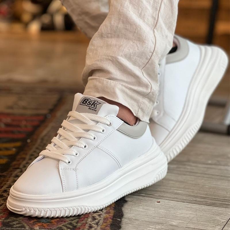 Men's Leather Soft Sole White Casual Shoes