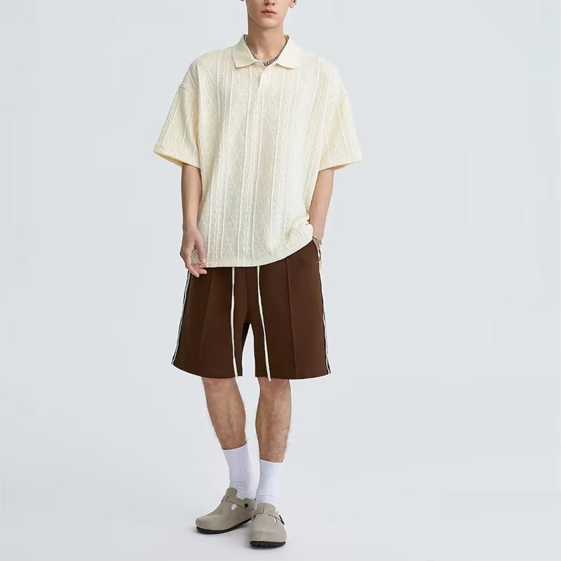 Men's Knit Textured Short Sleeve Polo Shirt