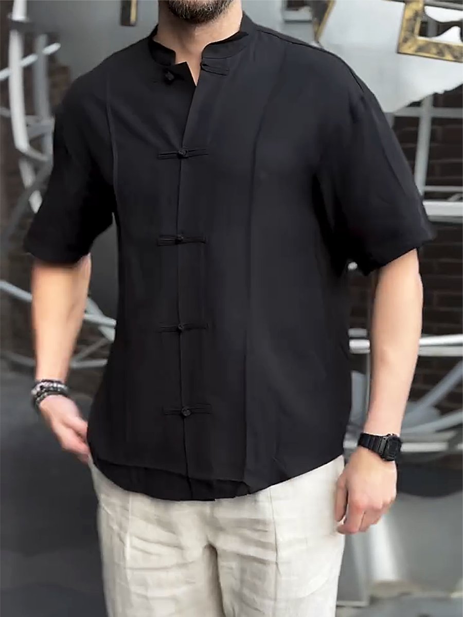 Men's Oversize Cotton Vintage Short Sleeve Shirt