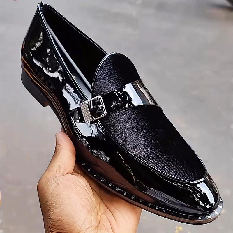 Suede and Patent Leather Men's Dress Shoes
