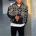 Patterned Plush Sweatshirt With Pockets