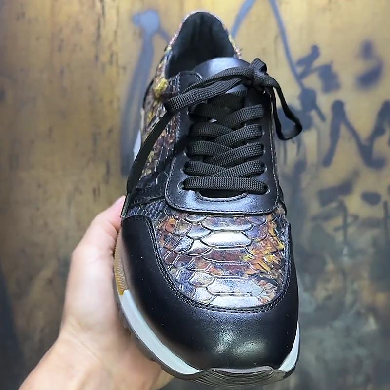 Men's Printed Retro Textured Leather Casual Shoes