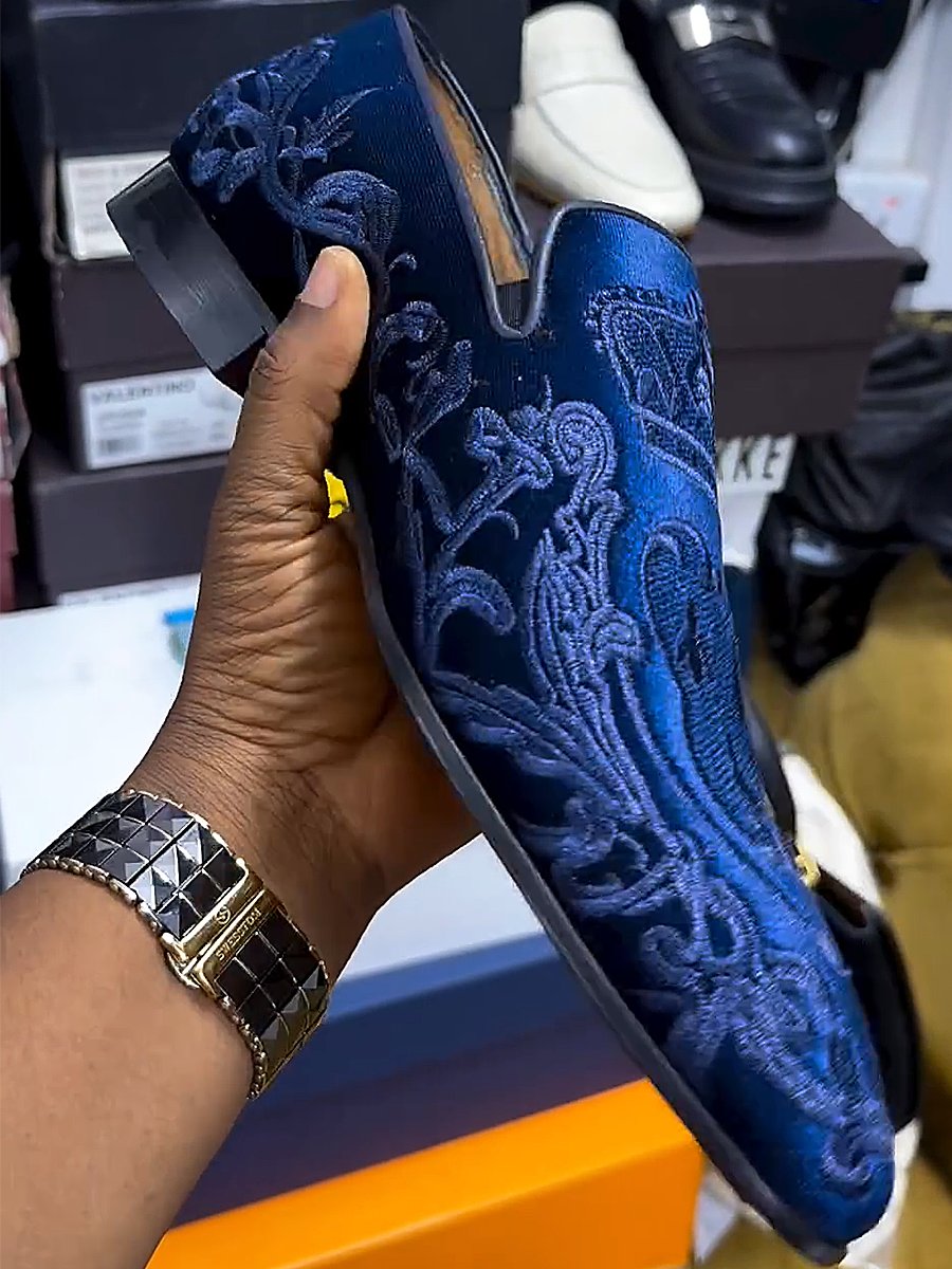 Suede Embroidered Men's Loafers