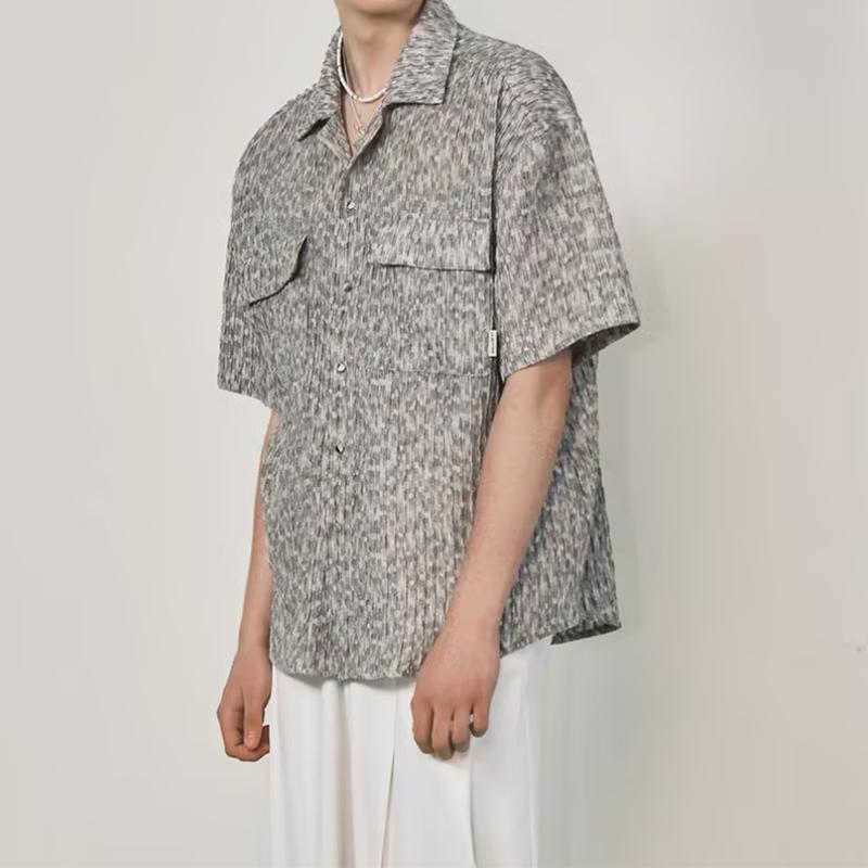 Men's Stripe Pattern Thin Short Sleeve Shirt